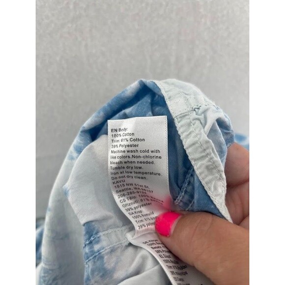 Kavu Men's Button Down Short Sleeve Shirt Tye Dye Blue/White Size Large - Picture 9 of 9